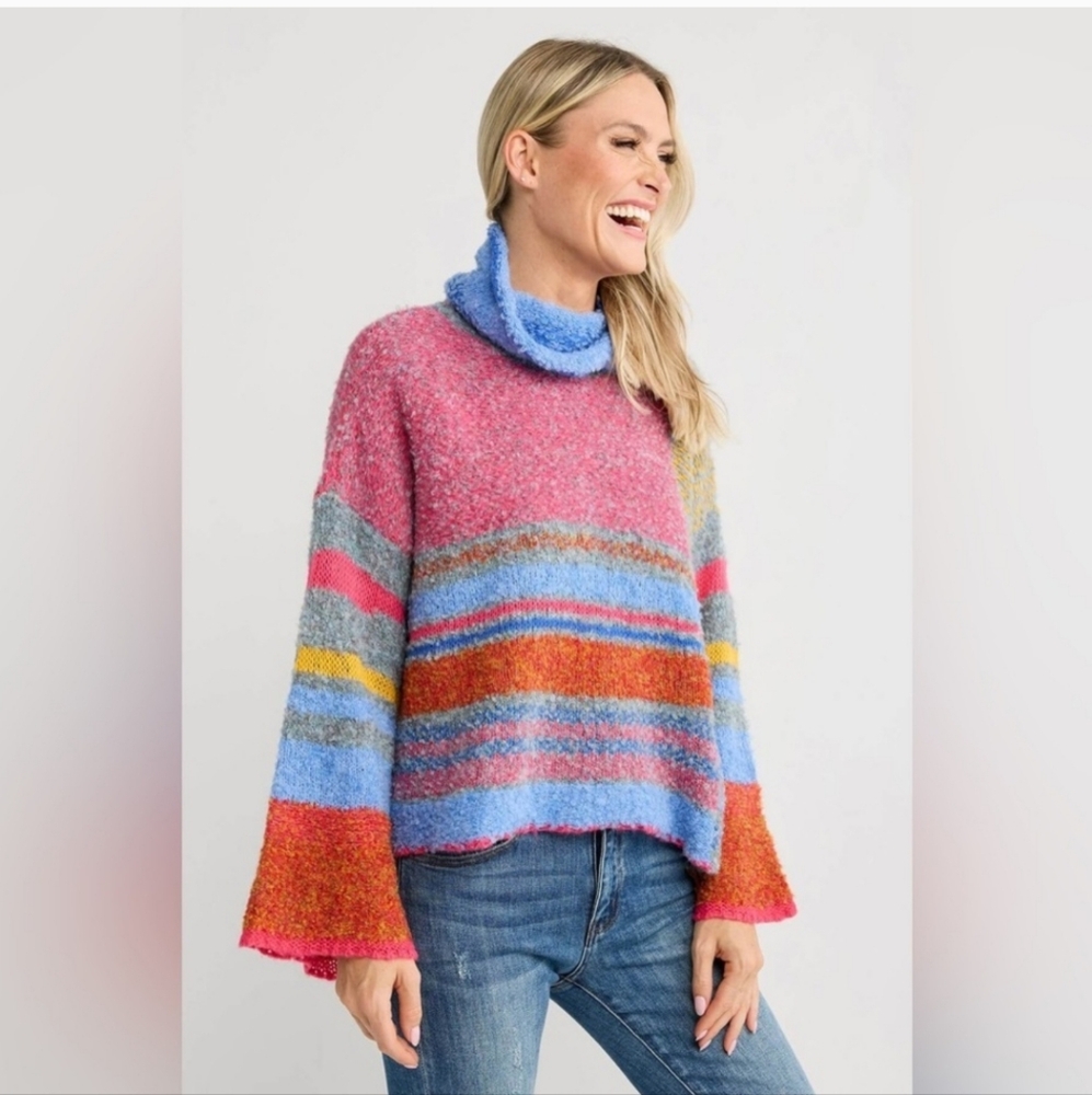 Fate Colorful Patchwork Turtleneck Sweater